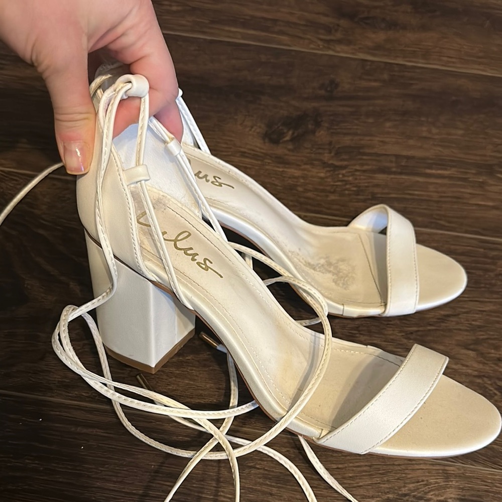 Lulu's White Strappy Block Heel Sandals